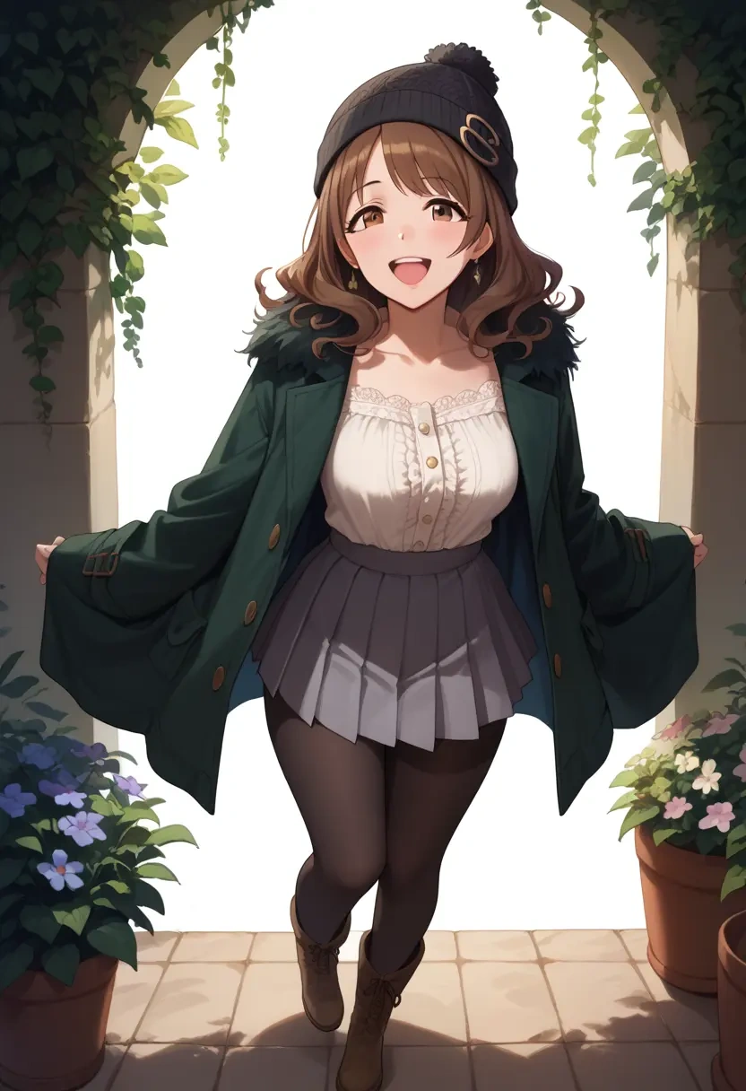 idolmaster,mimura_kanako,winter,student uniform,duffle coat  - 