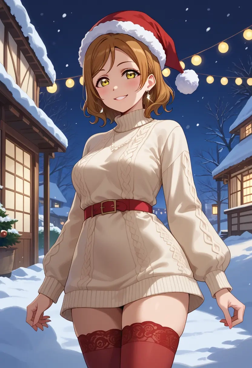 love_live,minami_kotori,Christmas,sweater dress,stockings  - 