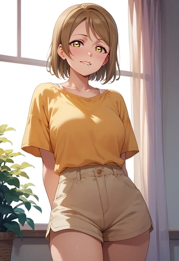 love_live,minami_kotori,graphic tee,shorts,sneakers  - AI generated anime art