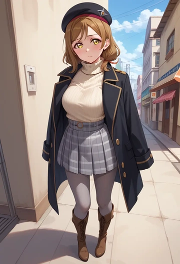 love_live,minami_kotori,winter,student uniform,pea coat  - AI generated anime art