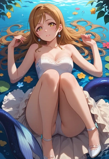 love_live,minami_kotori,gown,strapless,mermaid silhouette  - AI generated anime art