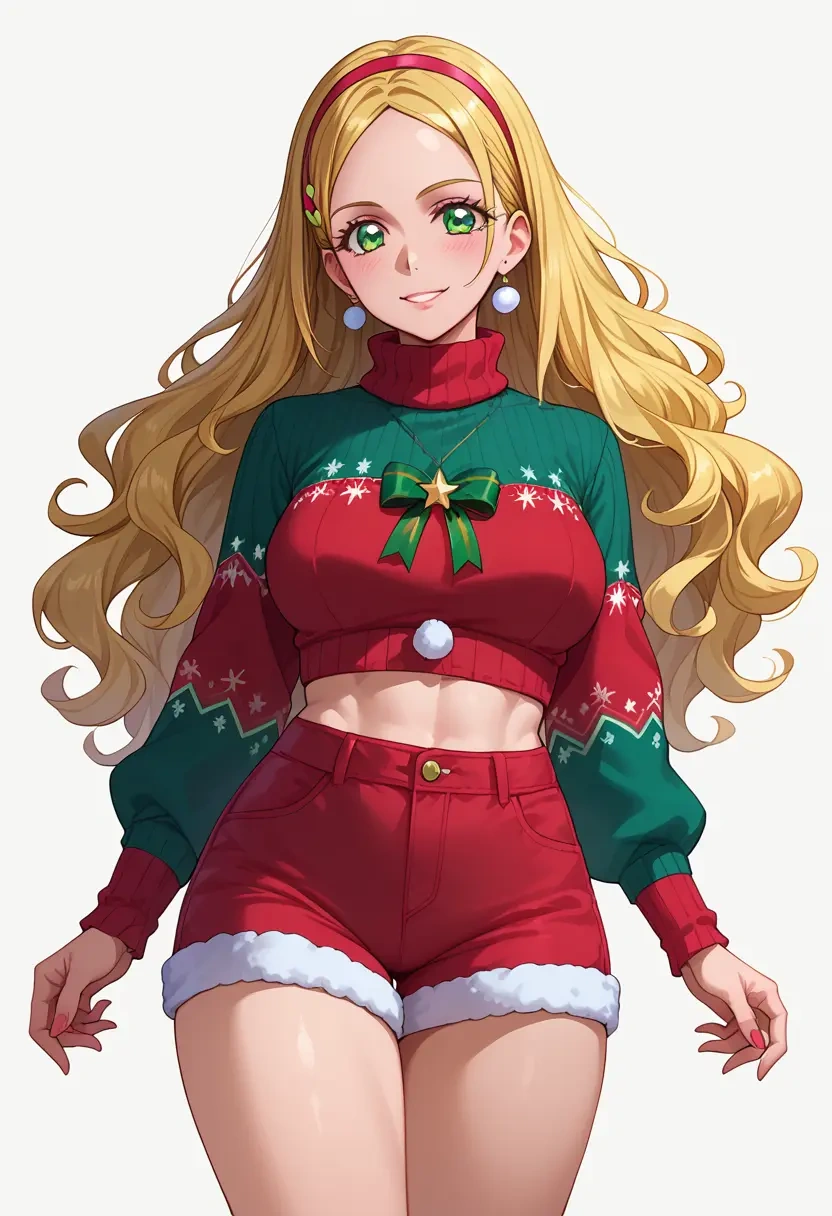 precure,minamino_kanade,Christmas,red velvet shorts,turtleneck sweater  - 