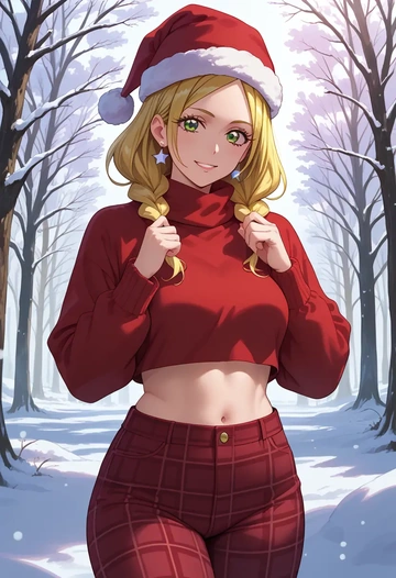 precure,minamino_kanade,Christmas,plaid trousers  - AI generated anime art