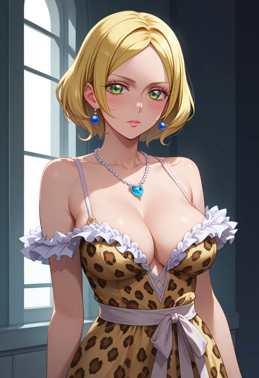 precure,minamino_kanade,leopard print,silk slip dress  - 