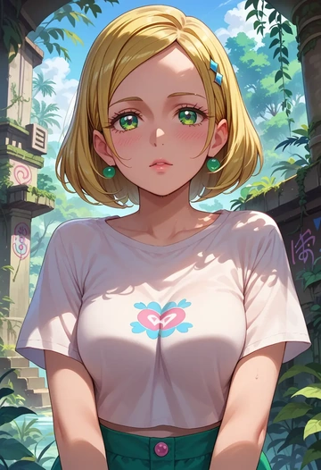 precure,minamino_kanade,crop graffiti tee,dolphin shorts  - AI generated anime art