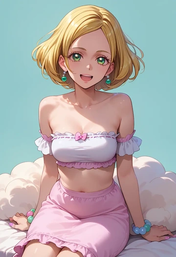 precure,minamino_kanade,tube top,jogger shorts  - AI generated anime art