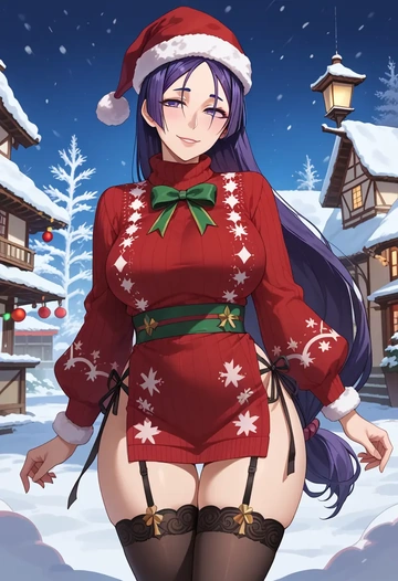 fate_(series),minamoto_no_raikou_(fate),sweater,stockings,Thigh garters  - AI generated anime art