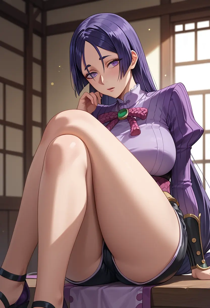 fate_(series),minamoto_no_raikou_(fate),leather,shorts  - 