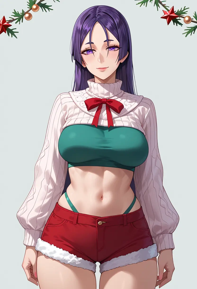 fate_(series),minamoto_no_raikou_(swimsuit_lancer)_(fate),Christmas,red velvet shorts  - 