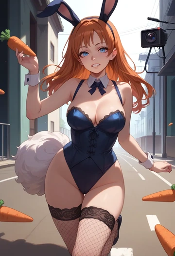 zombie_land_saga,minamoto_sakura,bunny girl, sexy,stockings  - AI generated anime art