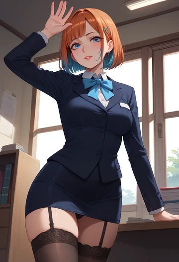 zombie_land_saga,minamoto_sakura,secretary, stockings  - AI generated anime art