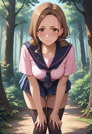 idolmaster,minase_iori,jk uniform, stockings  - AI generated anime art