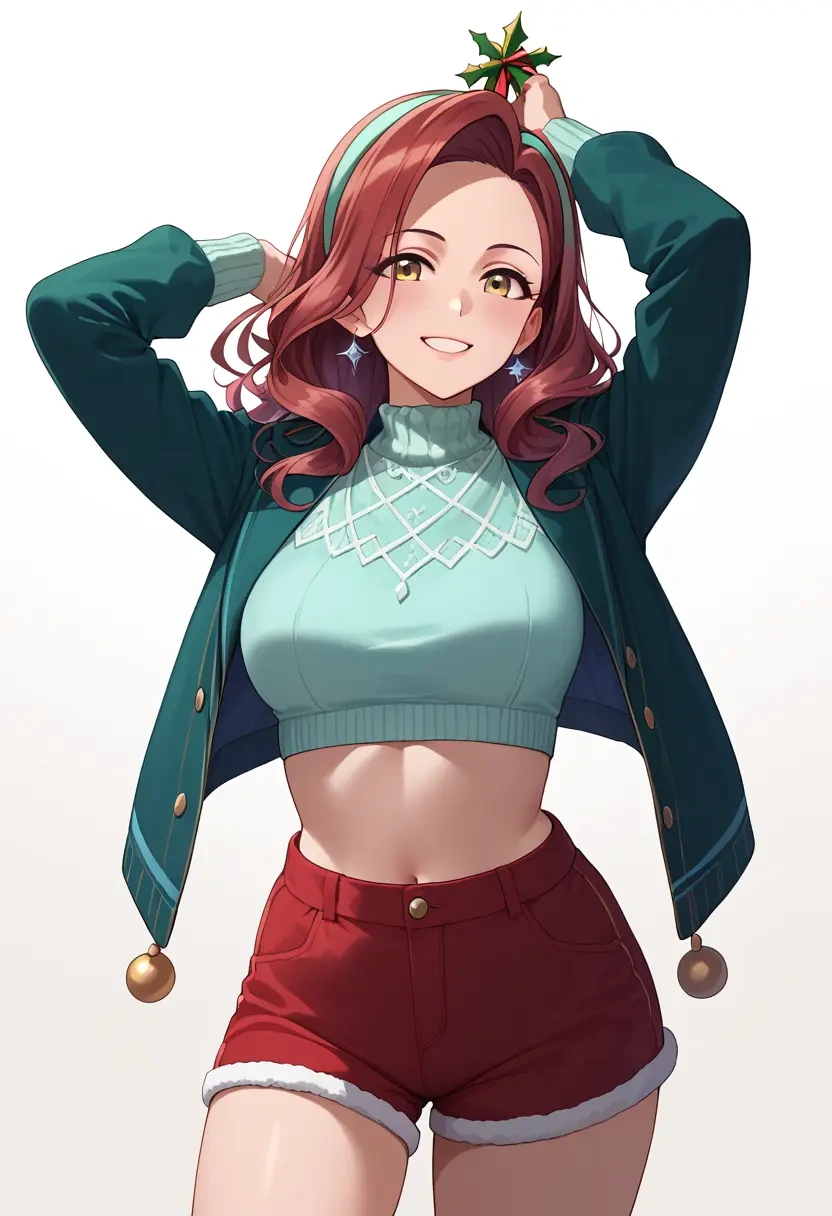 idolmaster,minase_iori,Christmas,red velvet shorts  - 