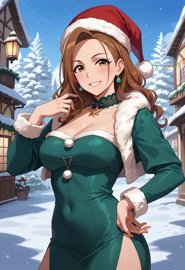 idolmaster,minase_iori,Christmas,dress  - AI generated anime art