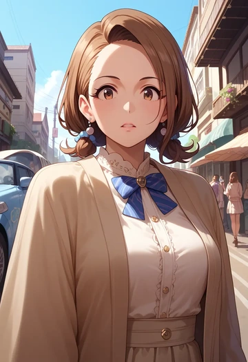 idolmaster,minase_iori,mesh graffiti top,dolphin shorts  - AI generated anime art