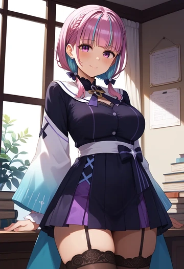 hololive,minato_aqua_(1st_costume),secretary, stockings  - AI generated anime art