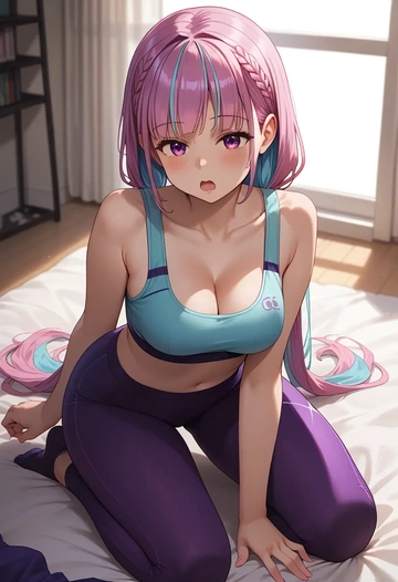 hololive,minato_aqua_(1st_costume),yoga shorts, bra  - AI generated anime art