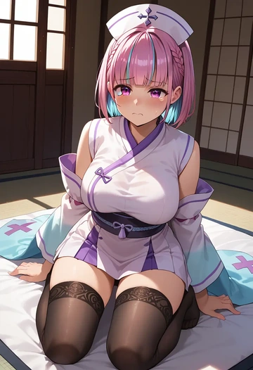 hololive,minato_aqua_(1st_costume),nurse pantyhose,mini skirt, sexy  - AI generated anime art