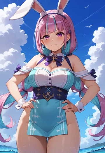 hololive,minato_aqua_(1st_costume),bunny girl  - AI generated anime art