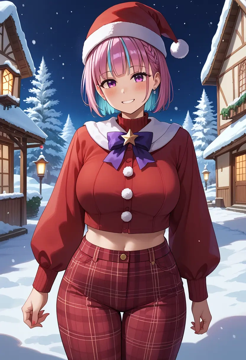 hololive,minato_aqua_(1st_costume),Christmas,plaid trousers  - 