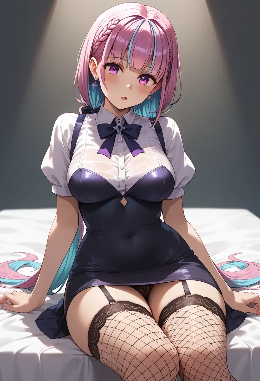 hololive,minato_aqua_(5th_costume),secretary,stockings,sexy, panties  - 