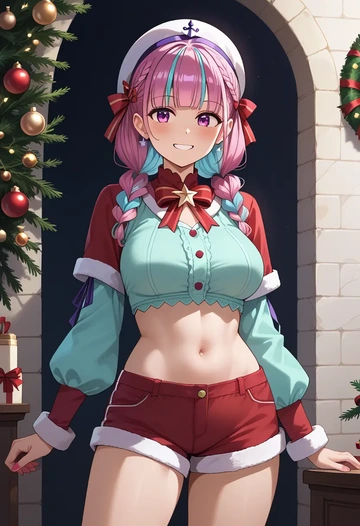 hololive,minato_aqua_(5th_costume),Christmas,red velvet shorts  - AI generated anime art