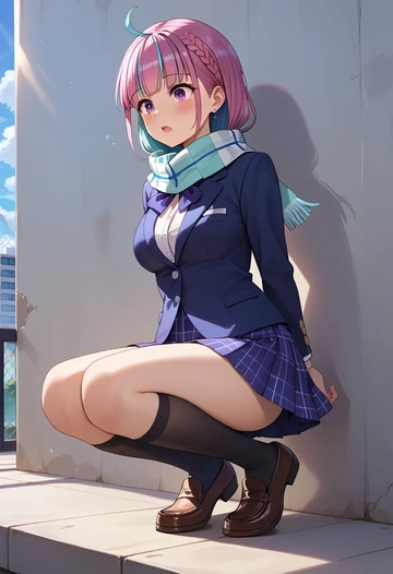 hololive,minato_aqua_(5th_costume),winter,student uniform,plaid skirt  - AI generated anime art