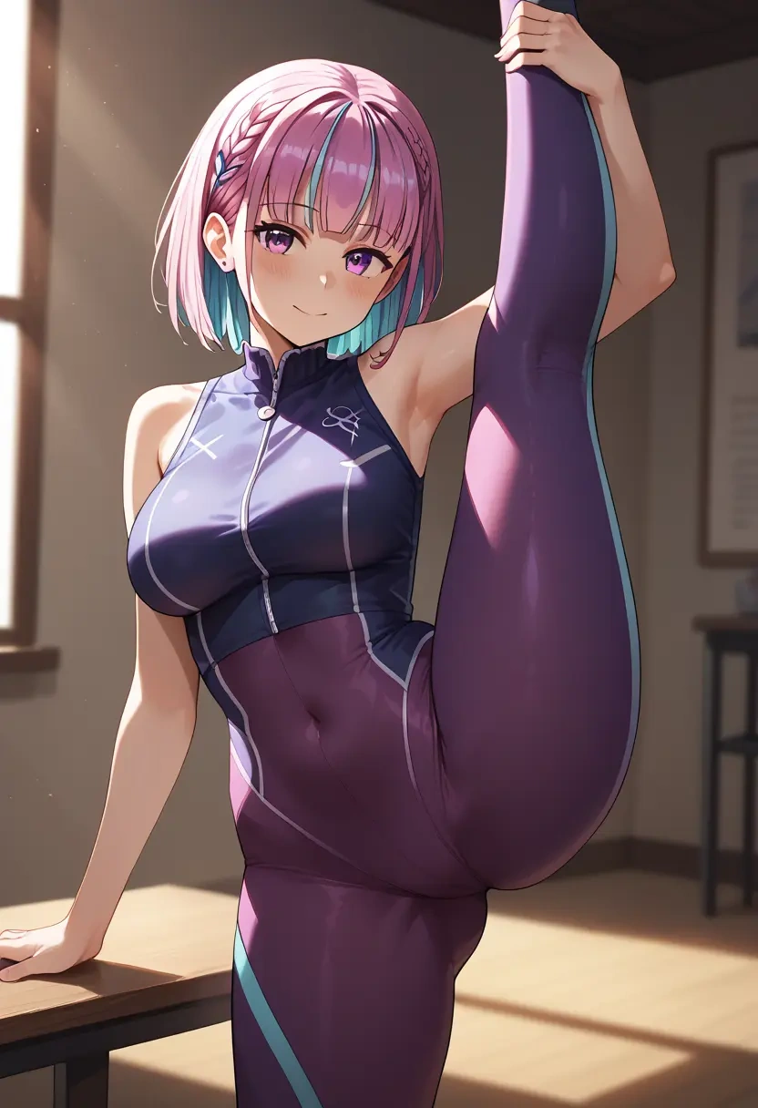 hololive,minato_aqua,yoga, standing split,sexy,  - 