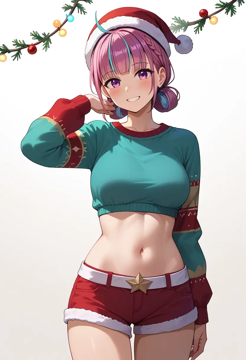 hololive,minato_aqua,Christmas,red velvet shorts  - 