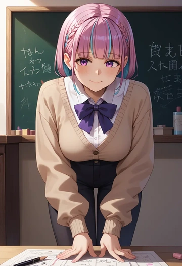 hololive,minato_aqua,teacher, sweater  - AI generated anime art