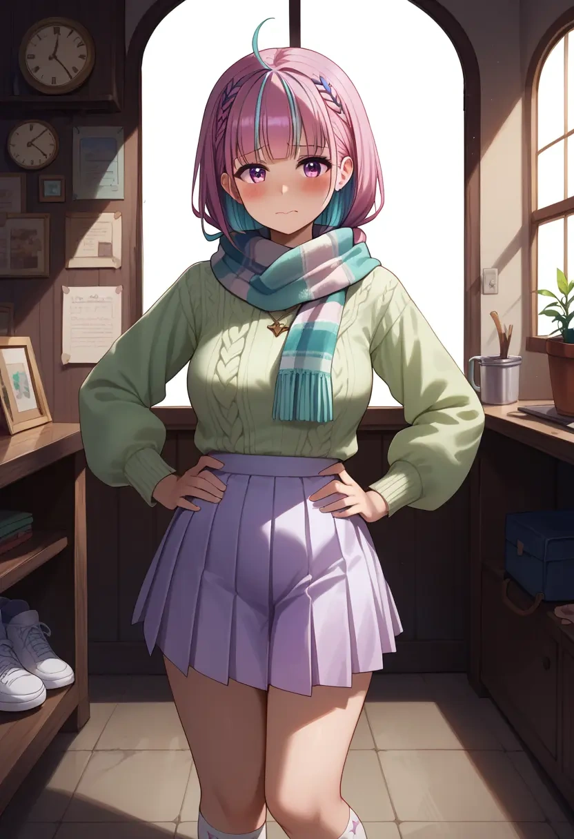 hololive,minato_aqua,spring,student uniform,knit sweater  - 