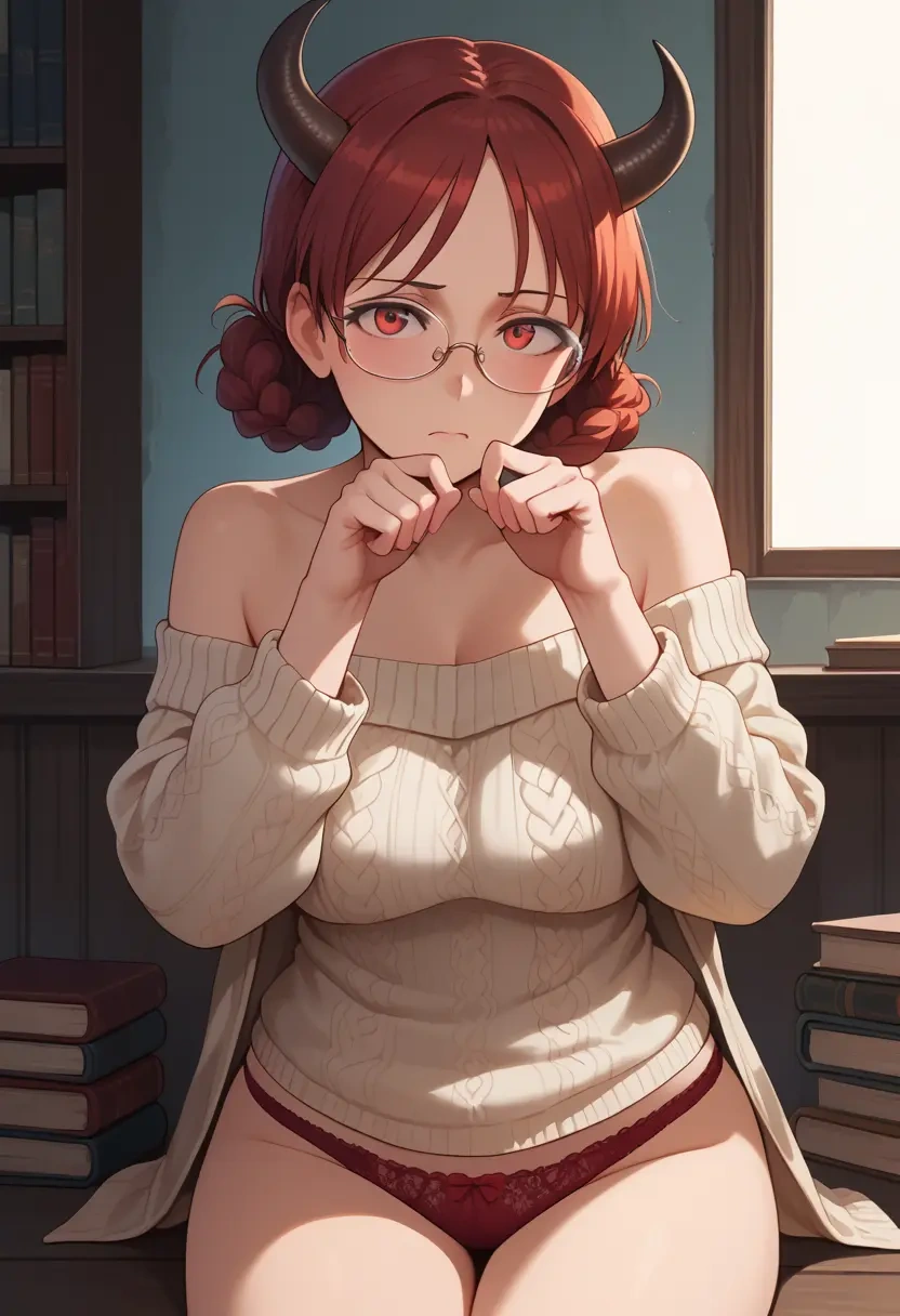 world_witches_series,minna-dietlinde_wilcke,sweater,panties,off-shoulder,glasses,sexy  - 