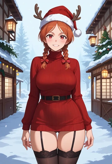 world_witches_series,minna-dietlinde_wilcke,sweater,stockings,Thigh garters  - AI generated anime art