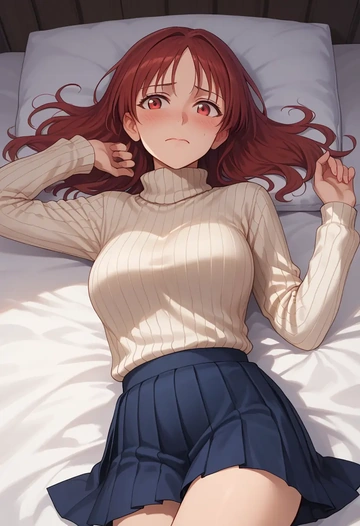 world_witches_series,minna-dietlinde_wilcke,skirt,pleated,turtleneck sweater  - AI generated anime art