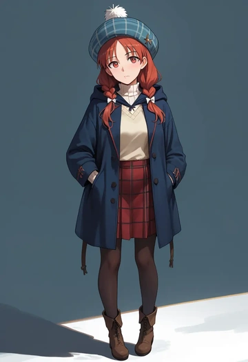 world_witches_series,minna-dietlinde_wilcke,winter,student uniform,hooded coat  - AI generated anime art