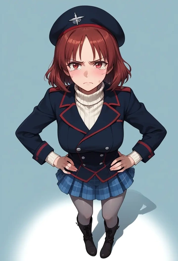 world_witches_series,minna-dietlinde_wilcke,winter,student uniform,pea coat  - AI generated anime art