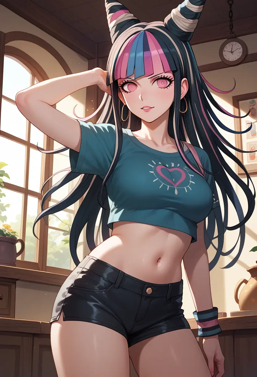 danganronpa_(series),mioda_ibuki,leather,shorts,crop top  - 