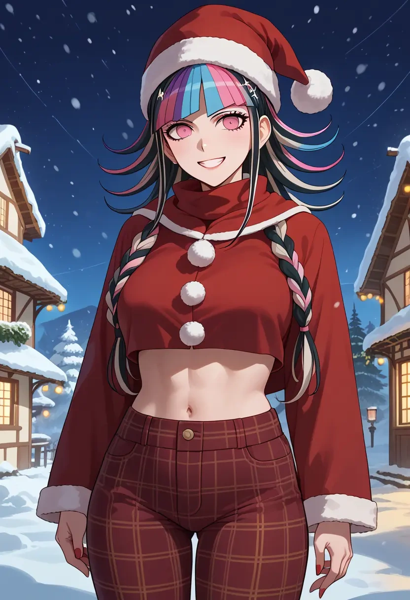 danganronpa_(series),mioda_ibuki,Christmas,plaid trousers  - 