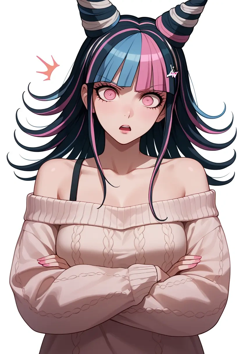 danganronpa_(series),mioda_ibuki,sweater,off-shoulder,collar  - 