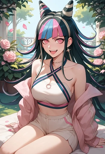 danganronpa_(series),mioda_ibuki,halter top,track pants  - AI generated anime art