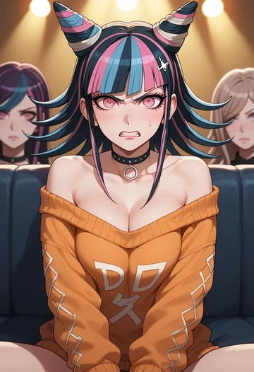 danganronpa_(series),mioda_ibuki,orange,sweater,choker  - AI generated anime art