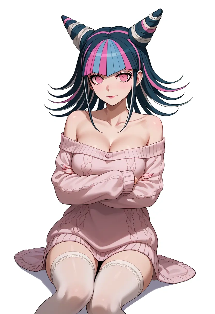 danganronpa_(series),mioda_ibuki,off-shoulder,sweater  - 