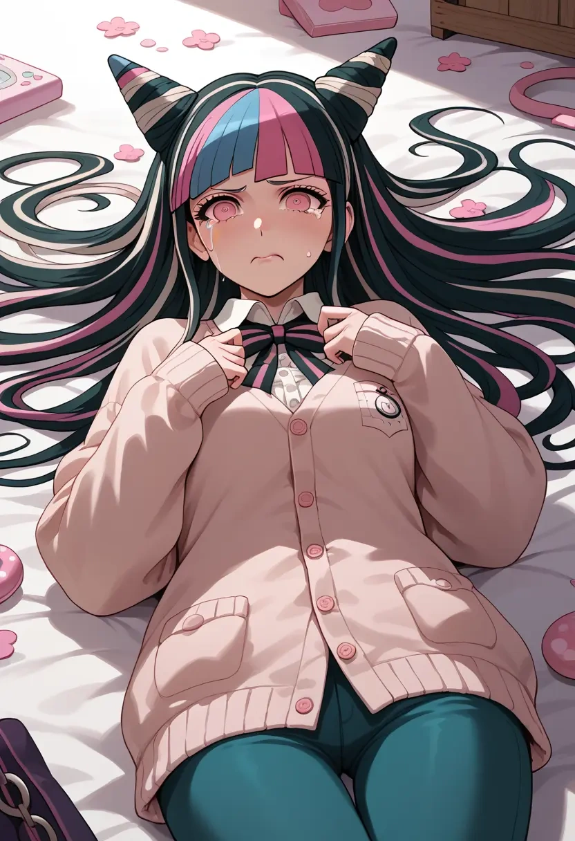 danganronpa_(series),mioda_ibuki,cardigan,oversized,wide-leg pants  - 