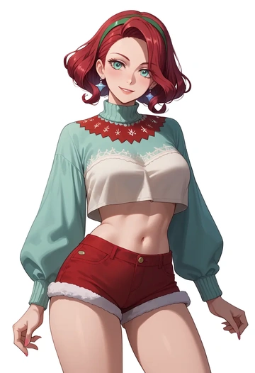 gundam,miorine_rembran,Christmas,red velvet shorts  - AI generated anime art