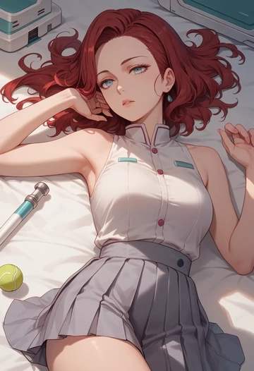 gundam,miorine_rembran,tennis dress,visor,trainers  - AI generated anime art