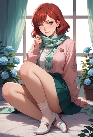 gundam,miorine_rembran,spring,student uniform,light cardigan  - AI generated anime art