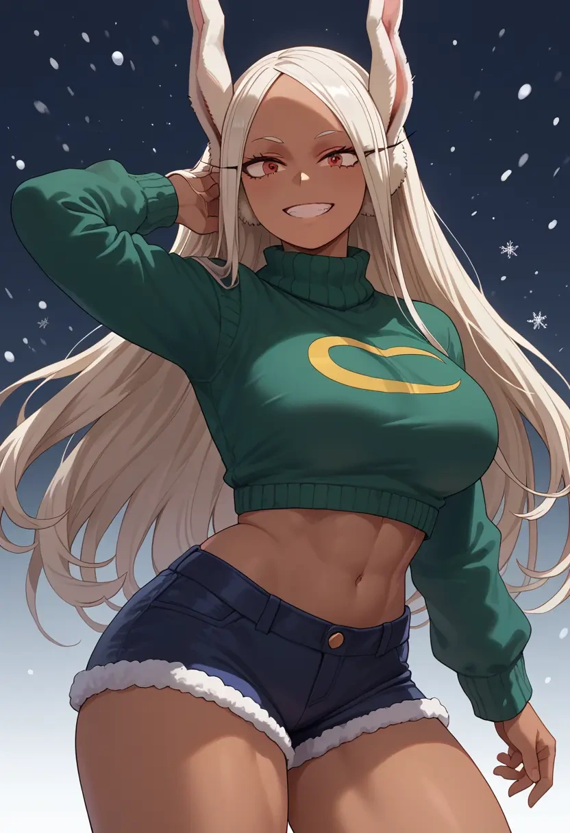 boku_no_hero_academia,mirko,Christmas,red velvet shorts,turtleneck sweater  - 