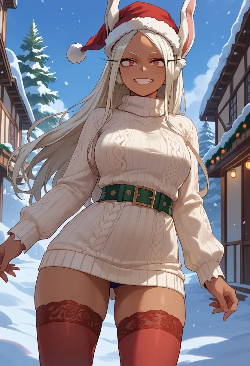 boku_no_hero_academia,mirko,Christmas,sweater dress,stockings  - 