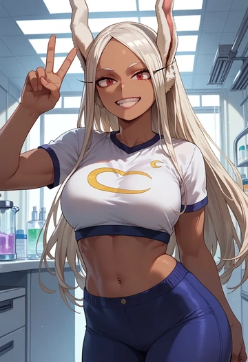 boku_no_hero_academia,mirko,sports crop,high-waisted shorts  - AI generated anime art