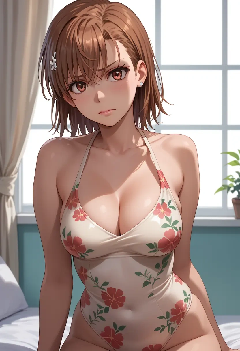 toaru_majutsu_no_index,misaka_mikoto,swimsuit,floral print  - 